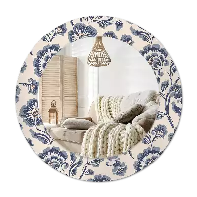 Okrúhle zrkadlo rám s potlačou Kvetinový vzor