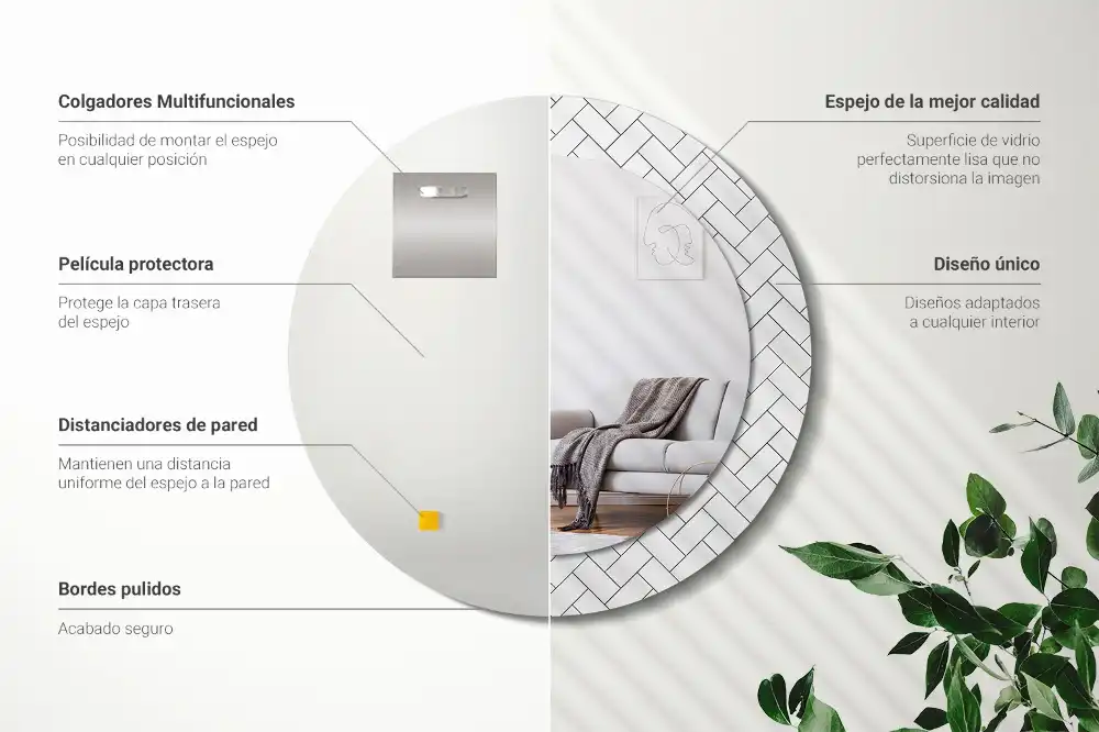 Okrúhle zrkadlo s potlačeným rámom Rybia kosť