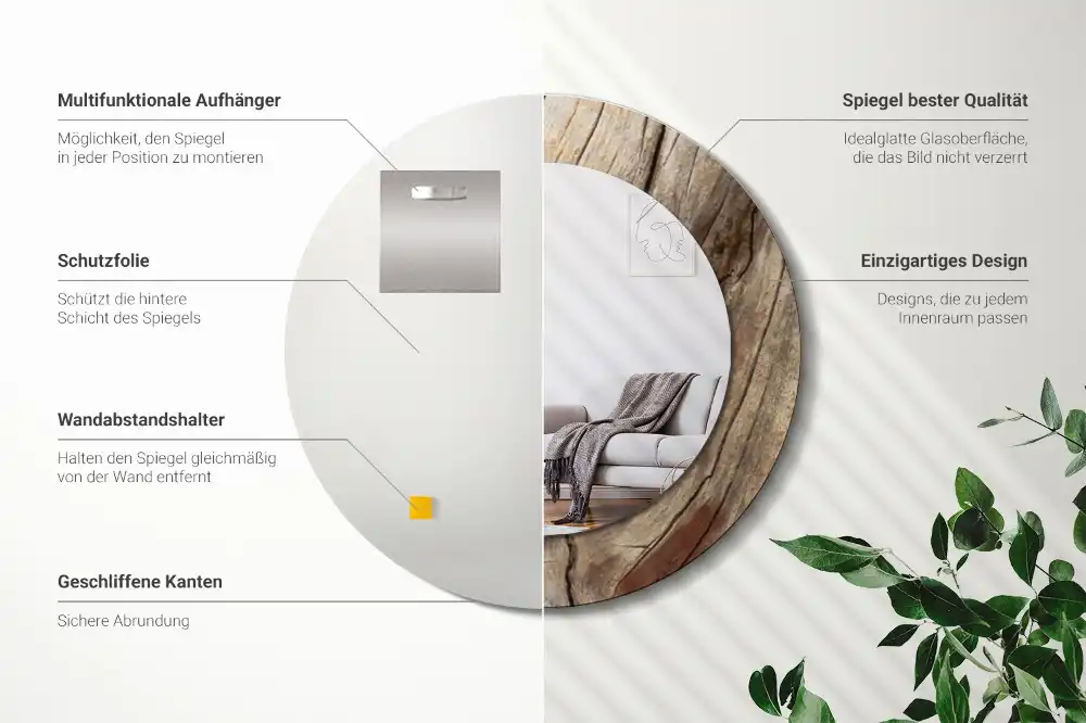 Okrúhle dekoračné zrkadlo na stenu Prasknuté drevo