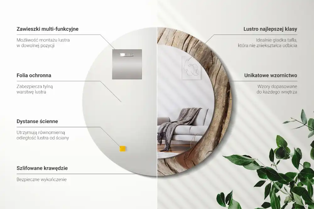 Okrúhle dekoračné zrkadlo na stenu Prasknuté drevo