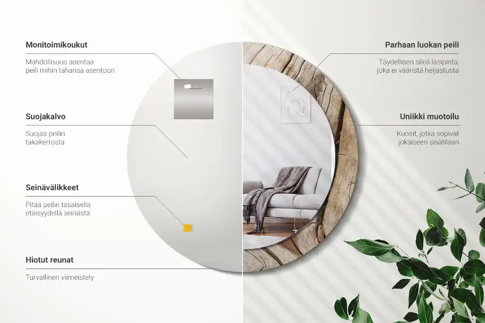 Okrúhle dekoračné zrkadlo na stenu Prasknuté drevo