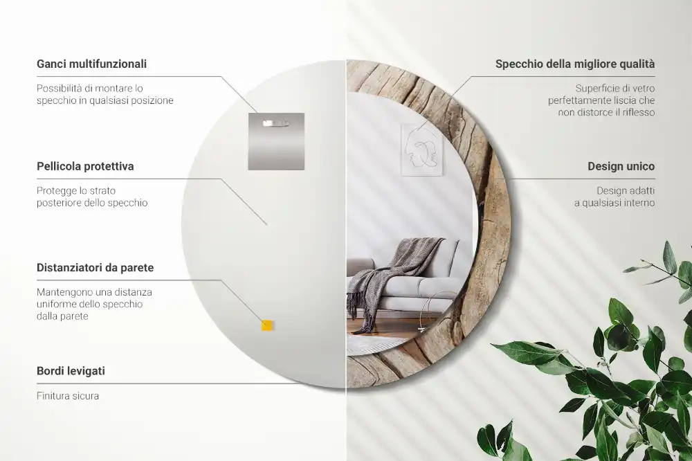 Okrúhle dekoračné zrkadlo na stenu Prasknuté drevo