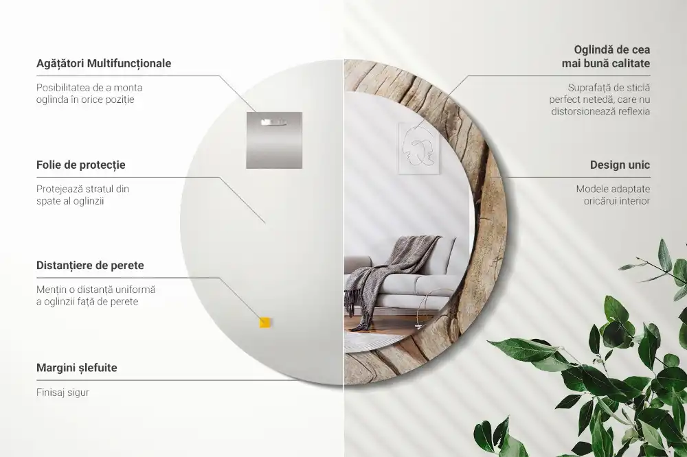 Okrúhle dekoračné zrkadlo na stenu Prasknuté drevo