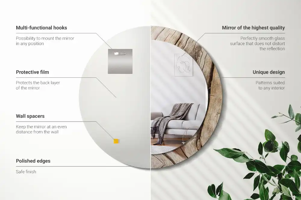 Okrúhle dekoračné zrkadlo na stenu Prasknuté drevo