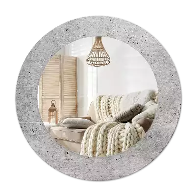 Okrúhle zrkadlo rám s potlačou Sivý betón