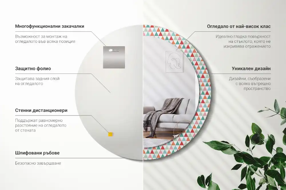 Okrúhle dekoračné zrkadlo na stenu Geometrický vzor