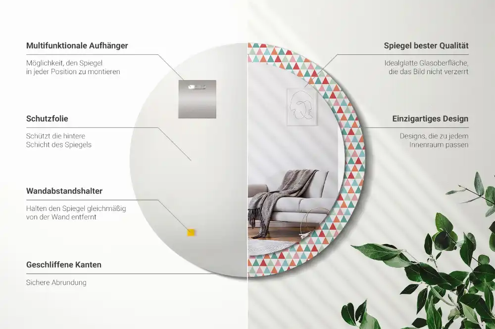 Okrúhle dekoračné zrkadlo na stenu Geometrický vzor