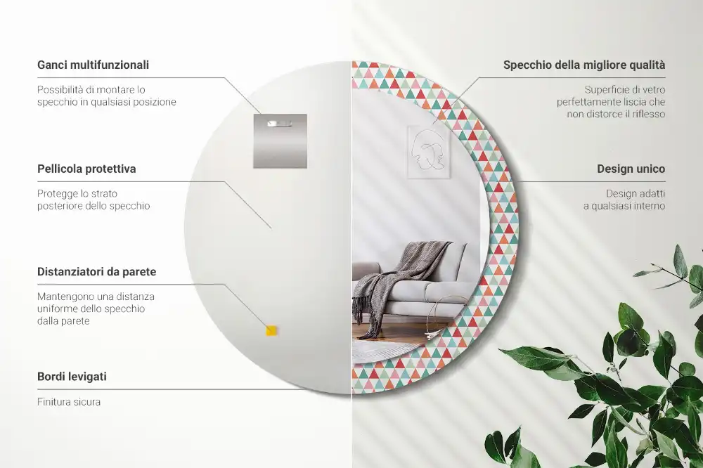 Okrúhle dekoračné zrkadlo na stenu Geometrický vzor