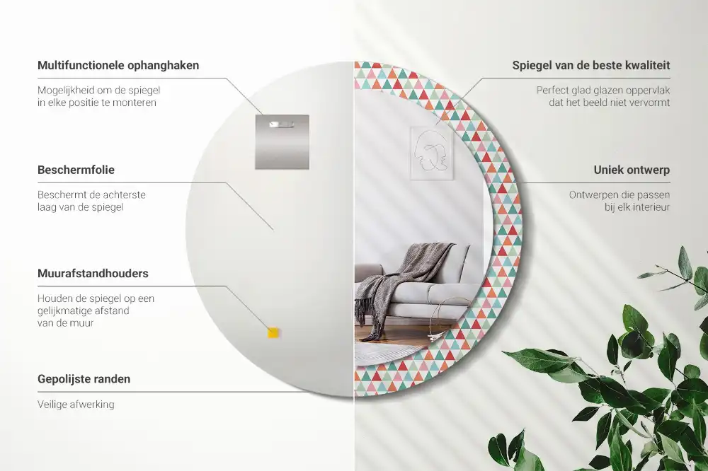 Okrúhle dekoračné zrkadlo na stenu Geometrický vzor