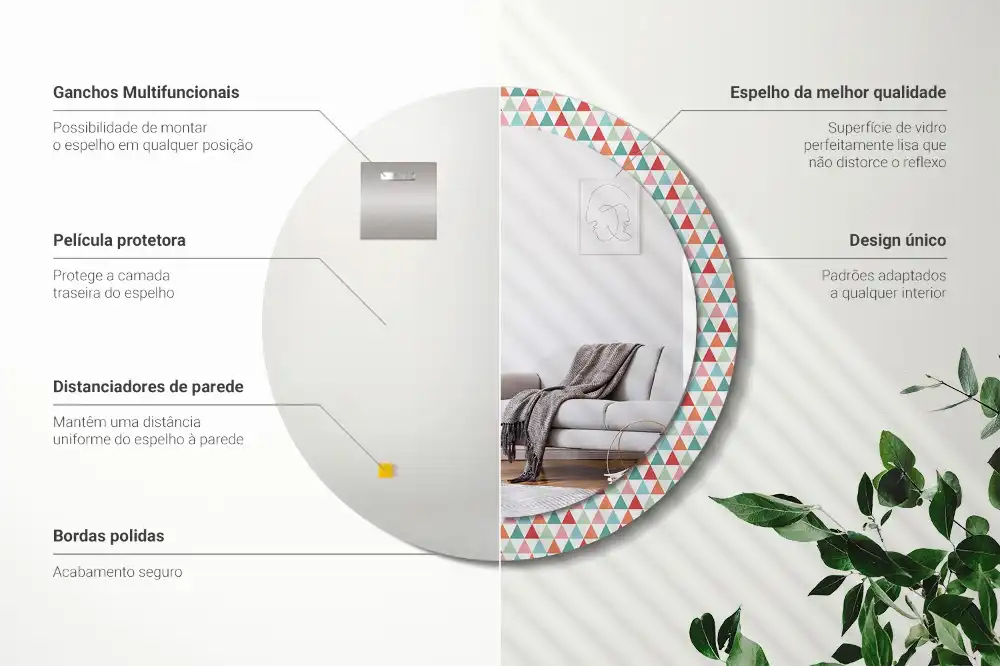 Okrúhle dekoračné zrkadlo na stenu Geometrický vzor