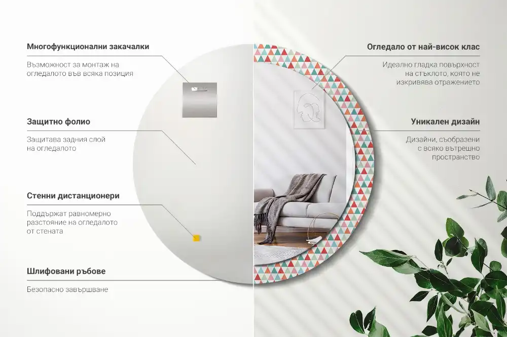 Okrúhle dekoračné zrkadlo na stenu Geometrický vzor