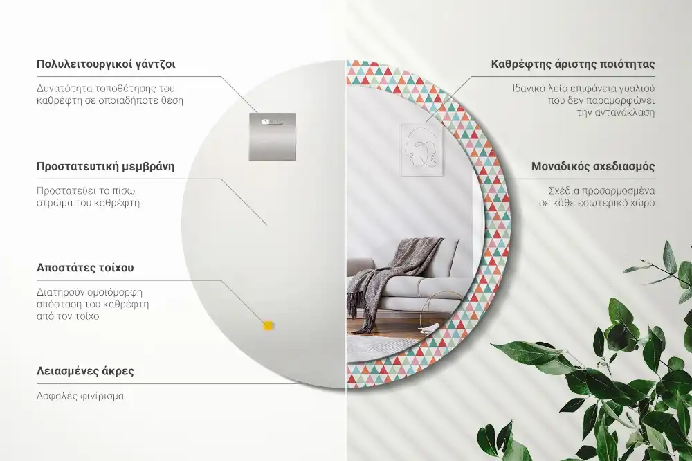 Okrúhle dekoračné zrkadlo na stenu Geometrický vzor