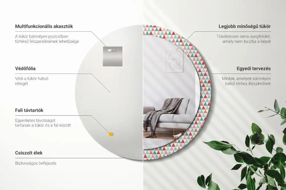 Okrúhle dekoračné zrkadlo na stenu Geometrický vzor