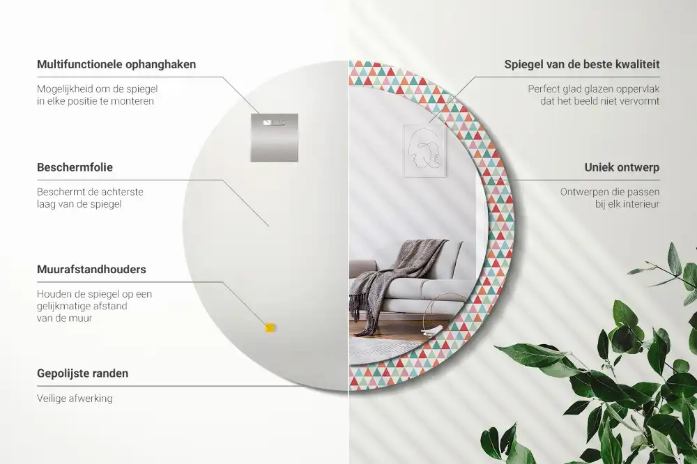 Okrúhle dekoračné zrkadlo na stenu Geometrický vzor