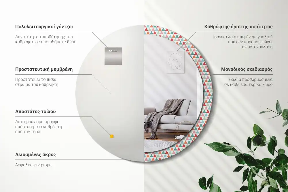 Okrúhle dekoračné zrkadlo na stenu Geometrický vzor