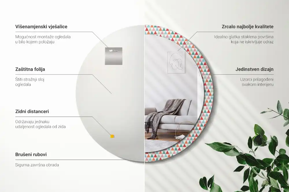 Okrúhle dekoračné zrkadlo na stenu Geometrický vzor