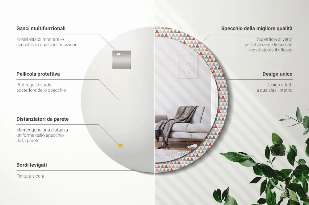 Okrúhle dekoračné zrkadlo na stenu Geometrický vzor