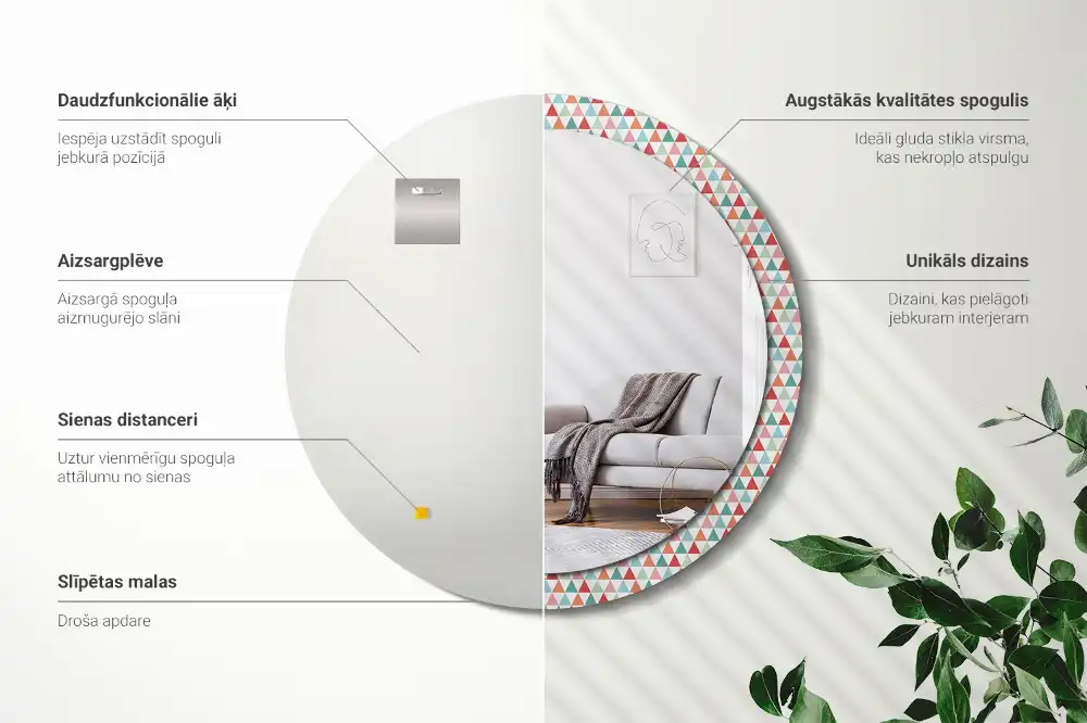 Okrúhle dekoračné zrkadlo na stenu Geometrický vzor