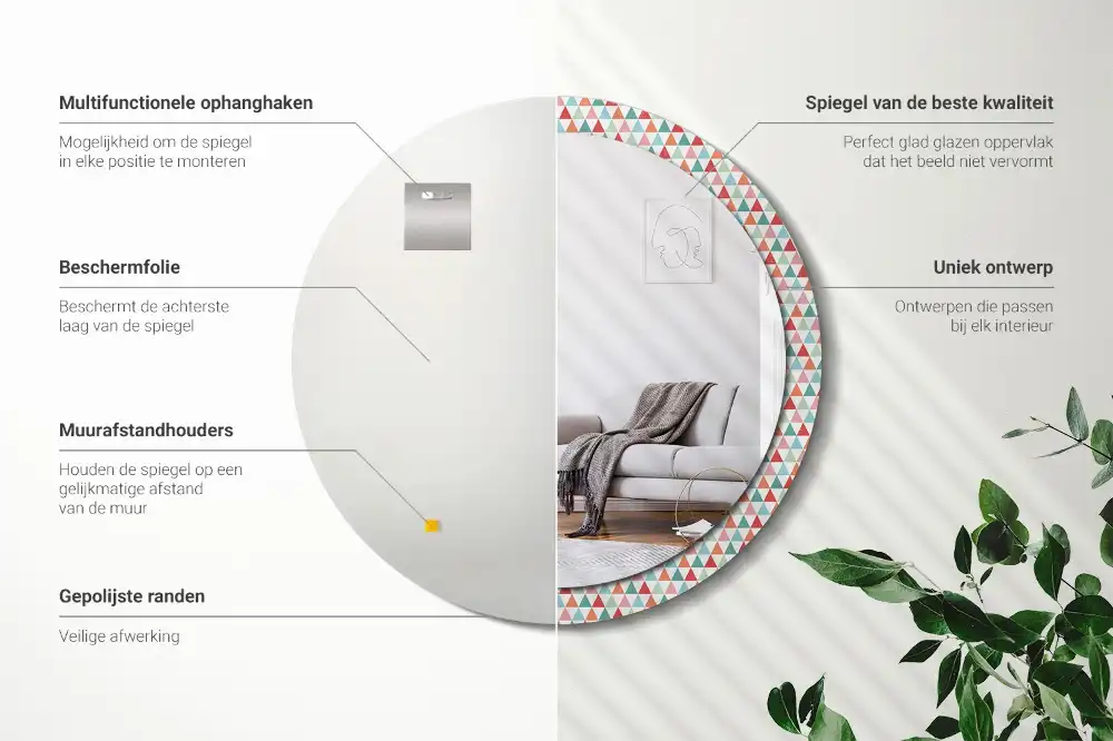 Okrúhle dekoračné zrkadlo na stenu Geometrický vzor