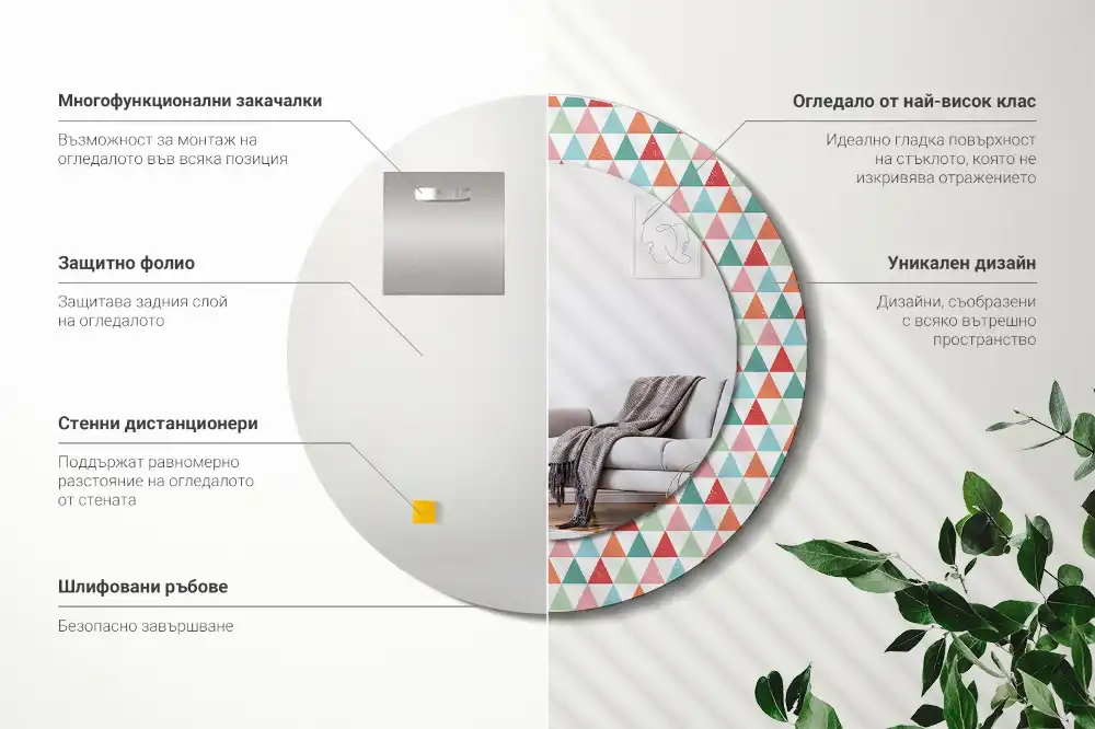 Okrúhle dekoračné zrkadlo na stenu Geometrický vzor