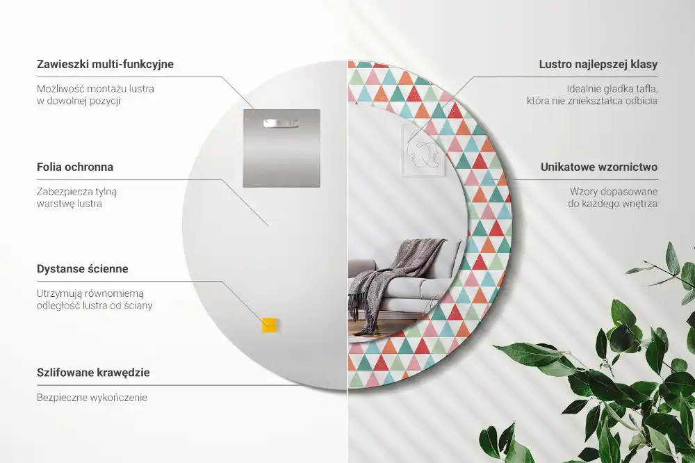 Okrúhle dekoračné zrkadlo na stenu Geometrický vzor