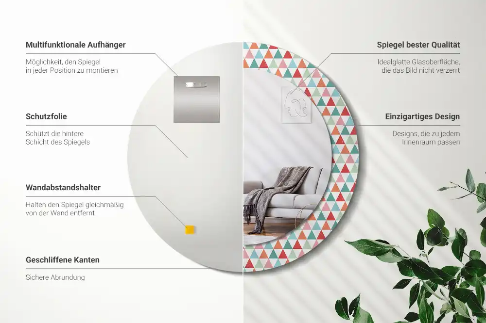 Okrúhle dekoračné zrkadlo na stenu Geometrický vzor