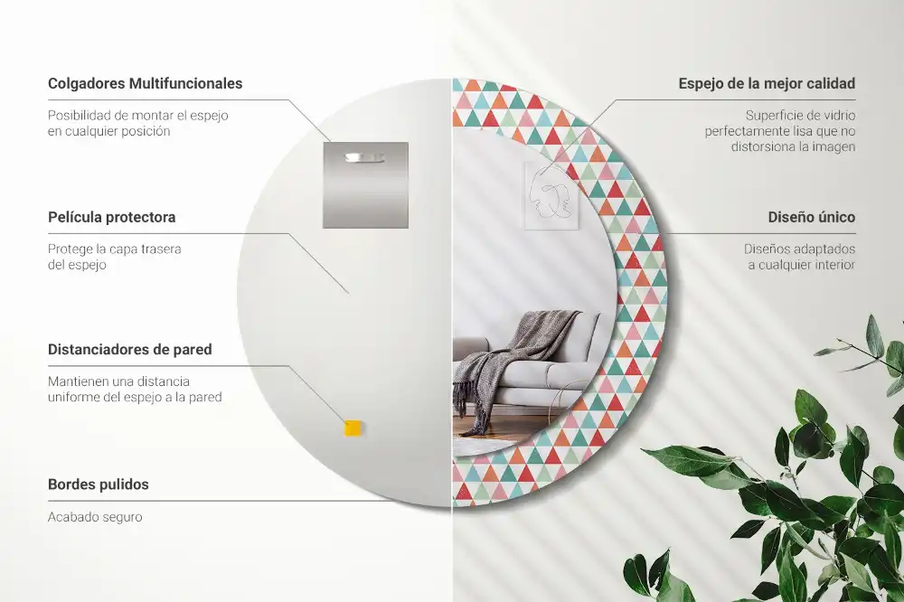 Okrúhle dekoračné zrkadlo na stenu Geometrický vzor