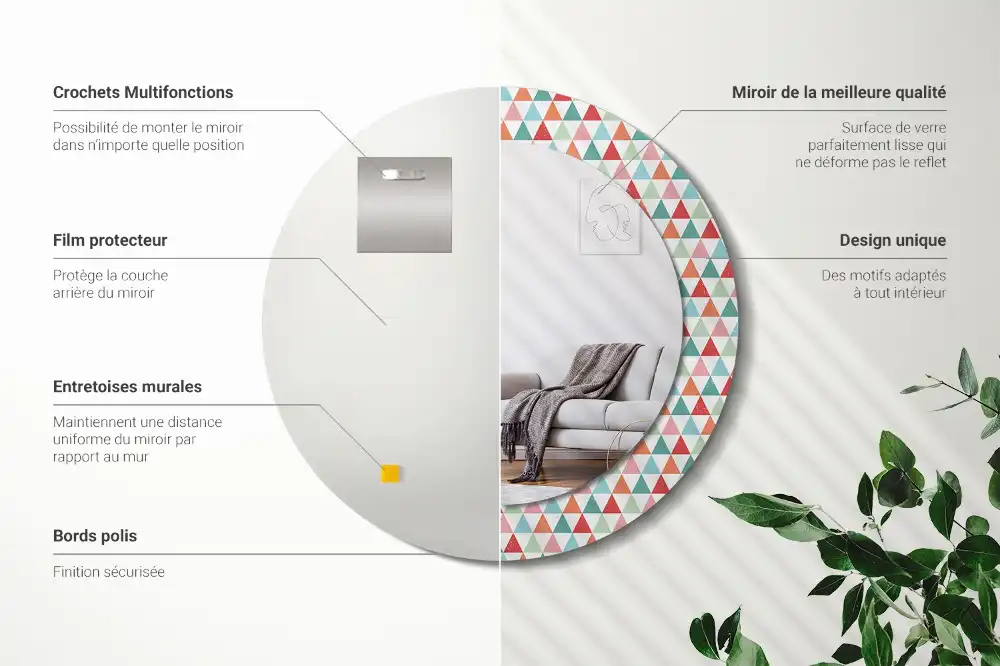 Okrúhle dekoračné zrkadlo na stenu Geometrický vzor