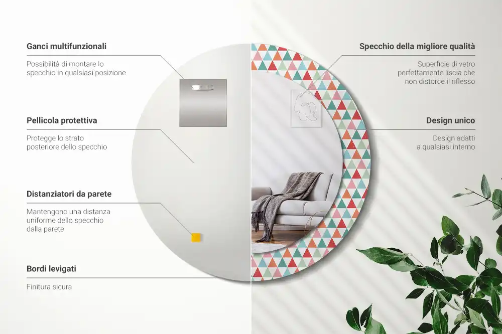 Okrúhle dekoračné zrkadlo na stenu Geometrický vzor