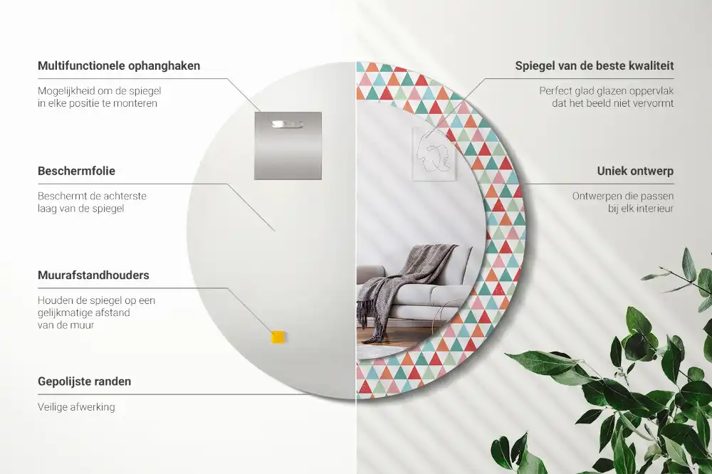 Okrúhle dekoračné zrkadlo na stenu Geometrický vzor