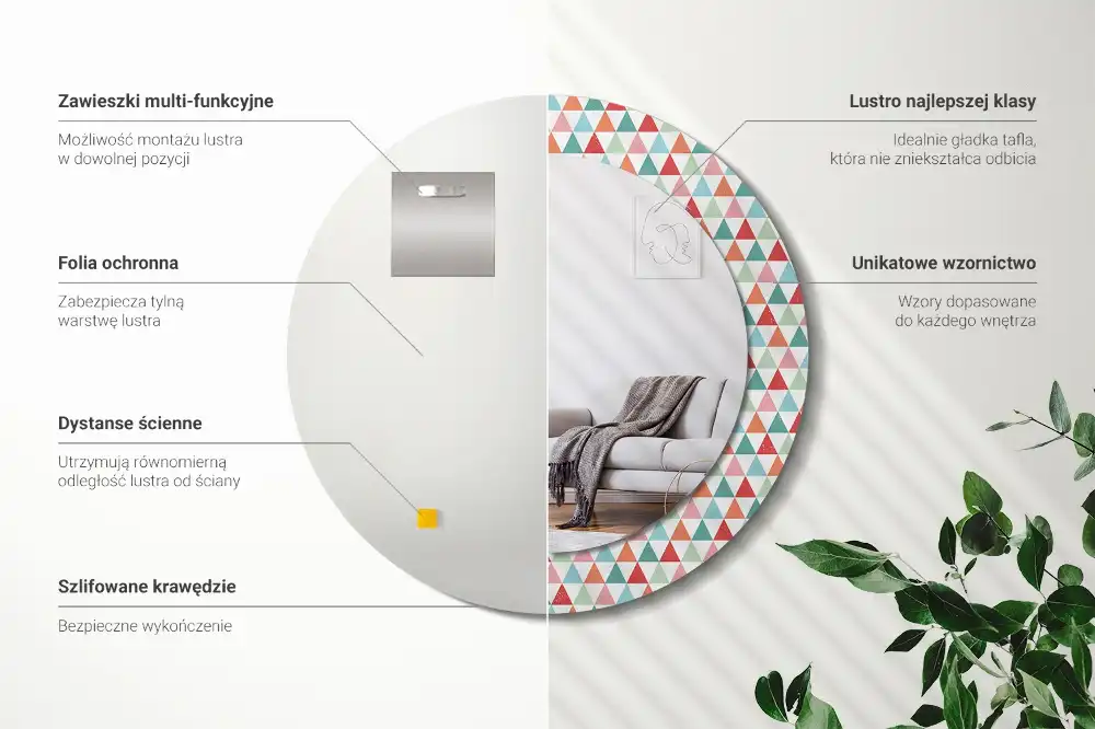 Okrúhle dekoračné zrkadlo na stenu Geometrický vzor