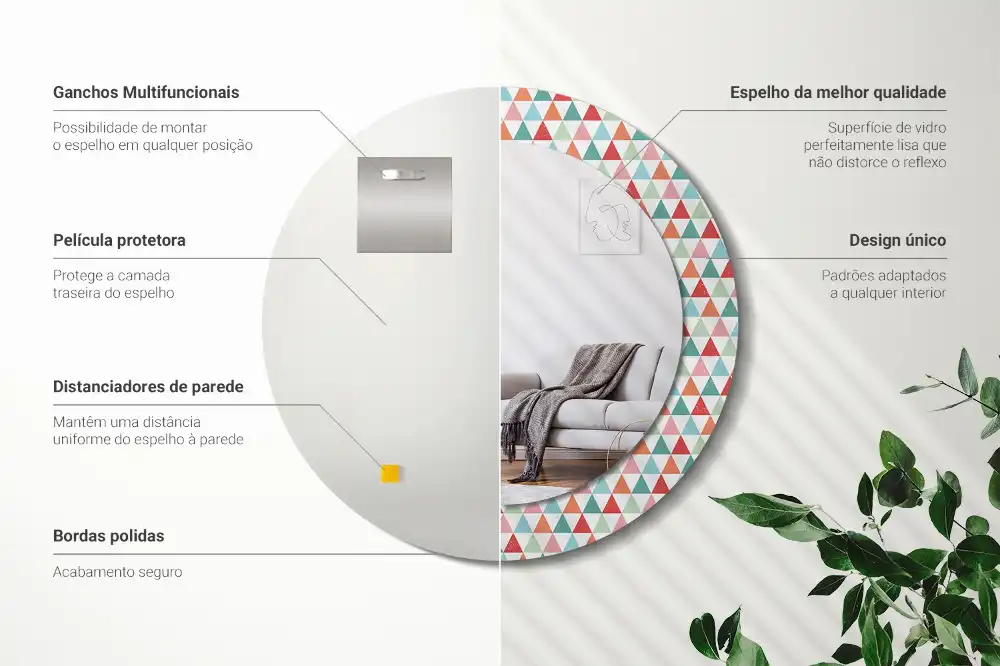 Okrúhle dekoračné zrkadlo na stenu Geometrický vzor