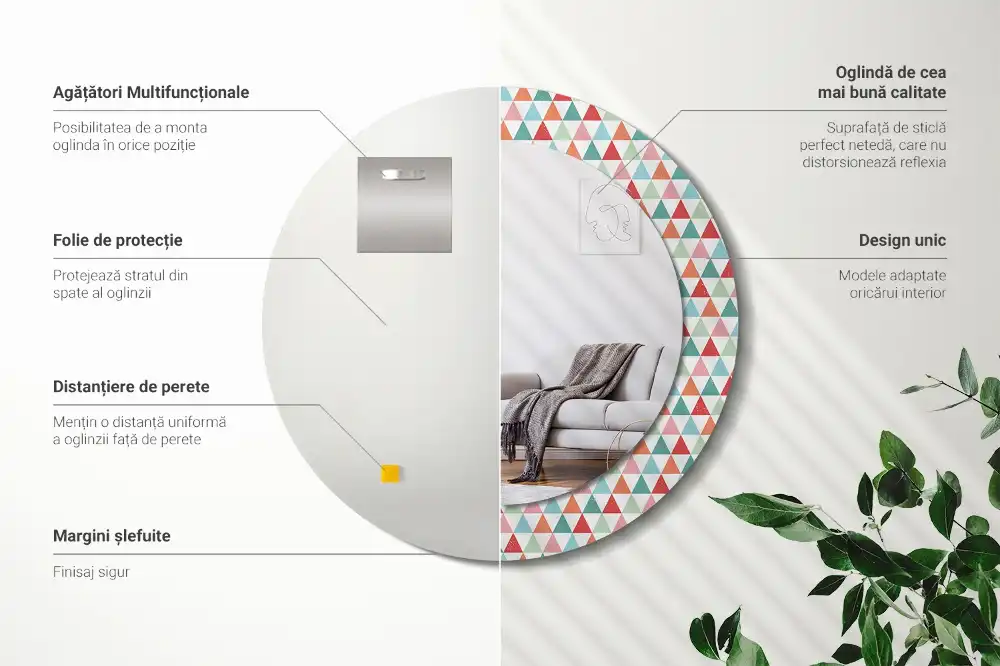 Okrúhle dekoračné zrkadlo na stenu Geometrický vzor