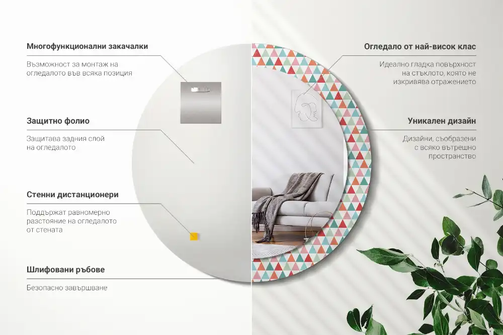 Okrúhle dekoračné zrkadlo na stenu Geometrický vzor