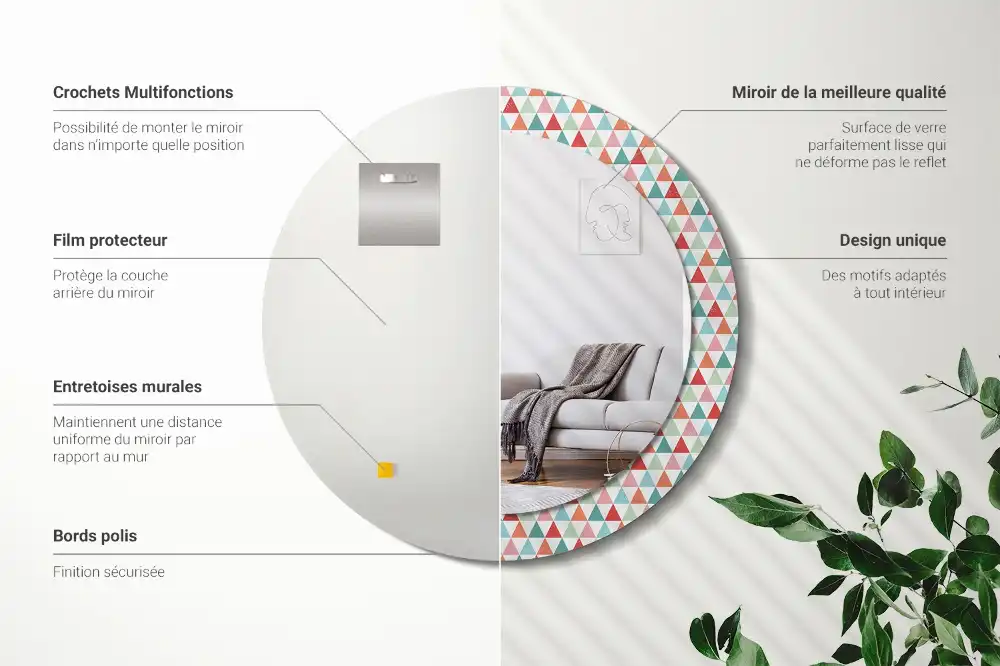 Okrúhle dekoračné zrkadlo na stenu Geometrický vzor