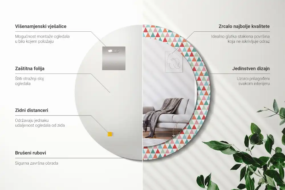 Okrúhle dekoračné zrkadlo na stenu Geometrický vzor