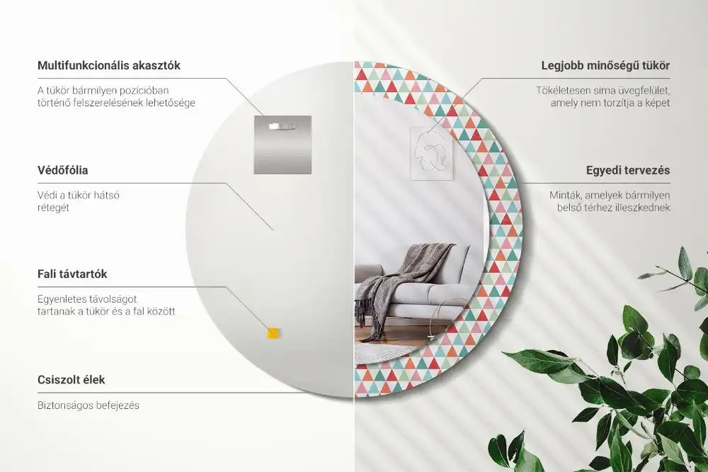 Okrúhle dekoračné zrkadlo na stenu Geometrický vzor