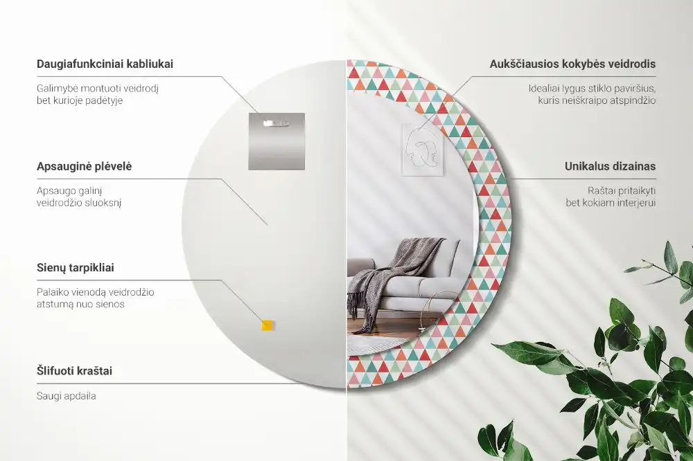 Okrúhle dekoračné zrkadlo na stenu Geometrický vzor