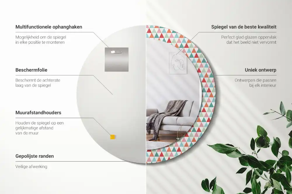 Okrúhle dekoračné zrkadlo na stenu Geometrický vzor