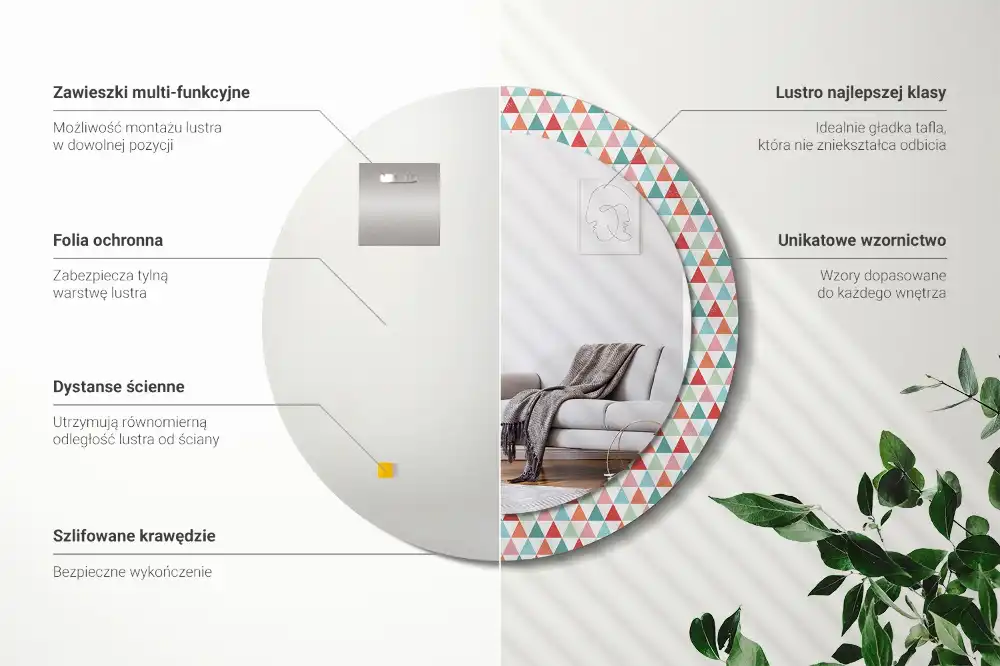 Okrúhle dekoračné zrkadlo na stenu Geometrický vzor