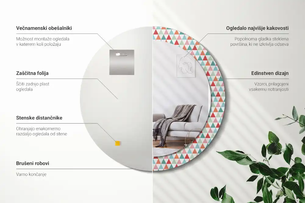 Okrúhle dekoračné zrkadlo na stenu Geometrický vzor