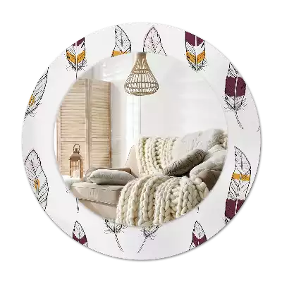 Okrúhle zrkadlo s potlačeným rámom Perie