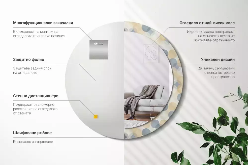 Okrúhle zrkadlo rám s potlačou Geometrické kruhy