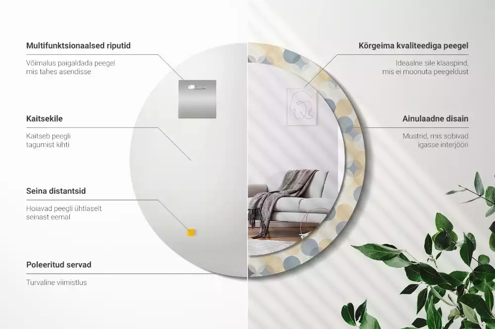 Okrúhle zrkadlo rám s potlačou Geometrické kruhy