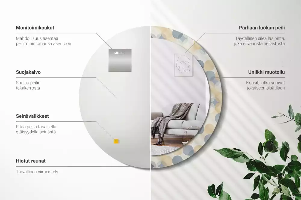 Okrúhle zrkadlo rám s potlačou Geometrické kruhy