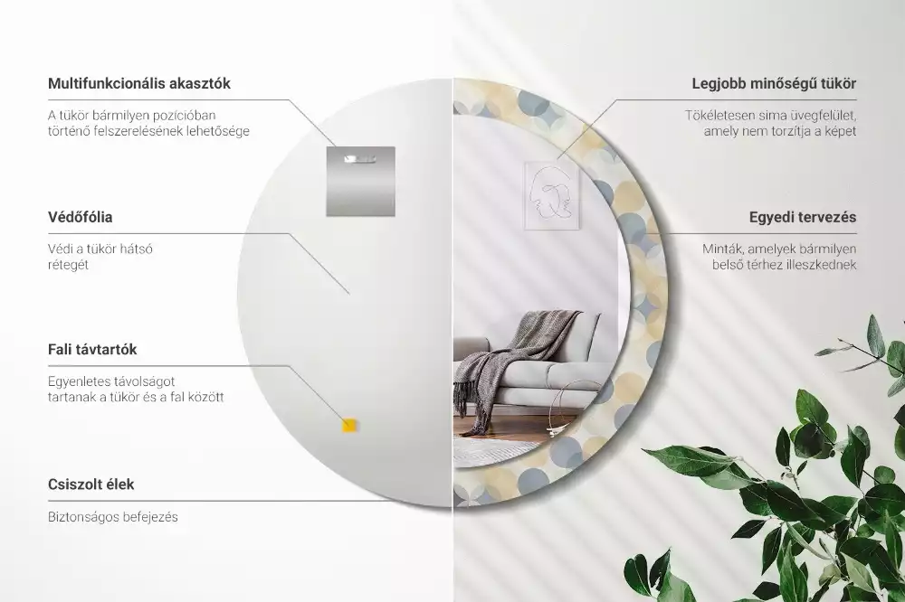 Okrúhle zrkadlo rám s potlačou Geometrické kruhy