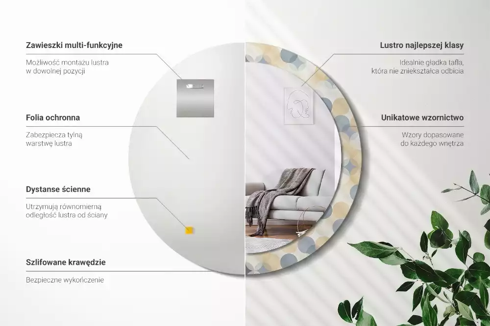 Okrúhle zrkadlo rám s potlačou Geometrické kruhy