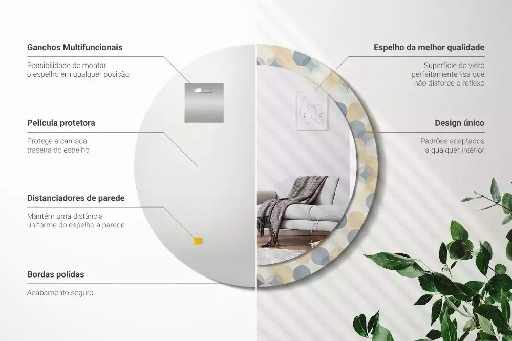 Okrúhle zrkadlo rám s potlačou Geometrické kruhy