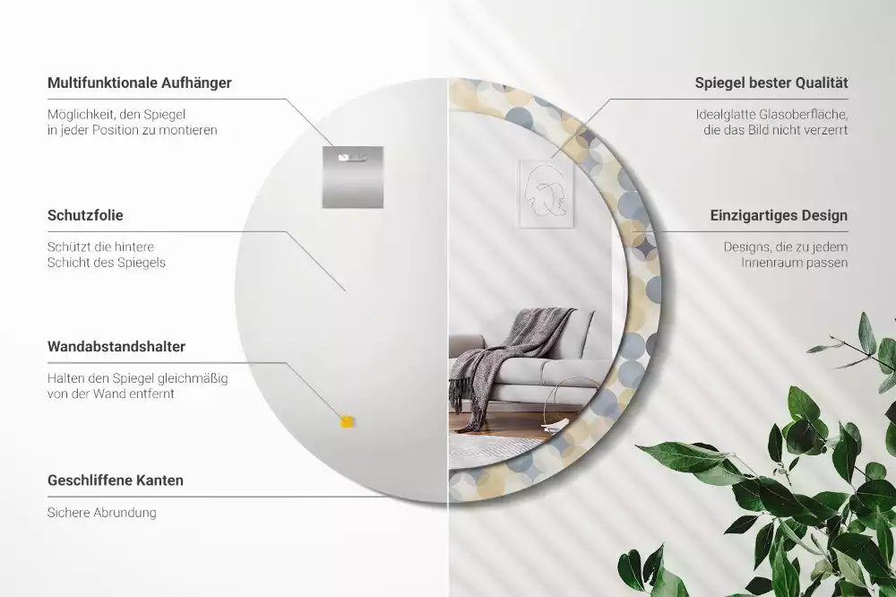 Okrúhle zrkadlo rám s potlačou Geometrické kruhy