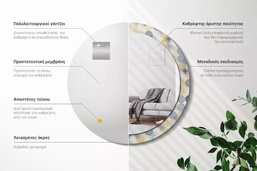 Okrúhle zrkadlo rám s potlačou Geometrické kruhy